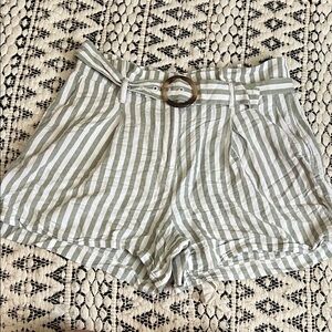 LOFT Green and White High Waist Shorts